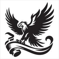 Dynamic Eagle Clutching a Banner Silhouette vector