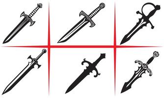 dynamic sword silhouette Set vector