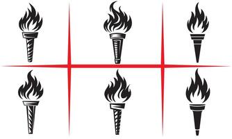 Torch Flame Icons Set vector