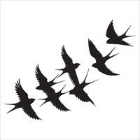 Artistic Flight of Swallows Silhouette Design vector