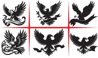 Eagle Clutching a Banner Silhouette Set vector