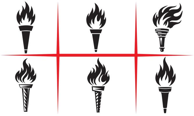 Torch Flame Icons Set Design