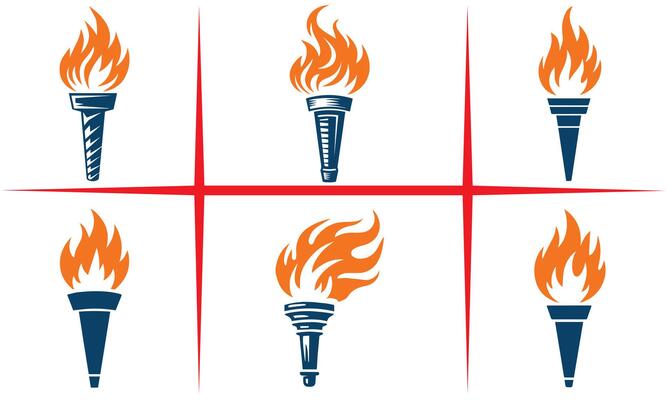 Elegant Torch Flame Icon Collection