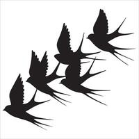 Minimalist Swallows in Motion Silhouette vector