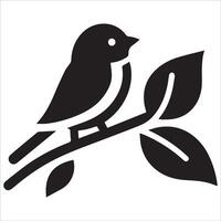 Rustic Bird on a Branch Silhouette Art vector