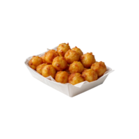 A tray of fried chicken balls on a black background png
