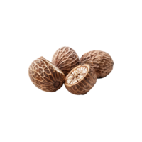 Set, collection of Dried nutmeg seeds isolated on transparent background. png
