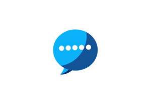 Blue chat bubble icon on transparent background. symbolizing communication and messaging for apps, websites, and design projects. png