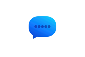 A blue speech bubble icon on a transparent background, symbolizing communication and messaging. Useful for apps, web design, or presentations. png