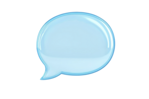 A clear blue speech bubble against a transparent background. symbolizing communication, conversation, and dialogue in digital and print media. png