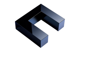 Abstract modern 3D black C shape against transparent background. showcasing geometric form and minimalist style for artistic concept illustration. png