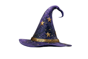 A mystical wizard hat adorned with stars and intricate patterns, perfect for fantasy themes or magical costumes. Capture the magic png