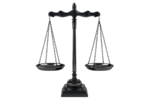 An elegant black scale balance symbolizing justice and equality on a transparent background. perfect for legal and fairness concepts. png