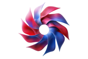 Abstract swirl pattern with gradient red and blue colors forming a circular shape, ideal for backgrounds, technology, or artistic designs. png
