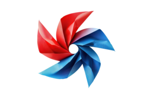 Abstract spiral pattern in vibrant red and blue colors, featuring geometric shapes forming a dynamic and harmonious design. png
