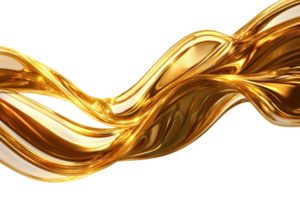 Abstract golden wave shape with shiny metallic texture, flowing fluidly across the image, creating a sense of elegance and luxury. png