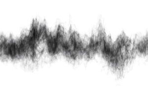 Abstract misty forest silhouette with dark trees against a cloudy background, creating a mysterious and serene atmosphere. png