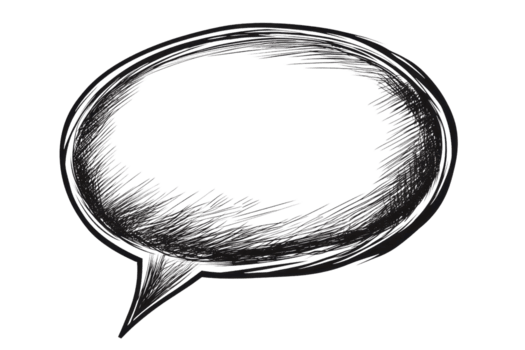 uma desenhado à mão Preto discurso bolha com uma esboçado textura, criando uma caprichoso artístico efeito adequado para Projeto e comunicação projetos. png