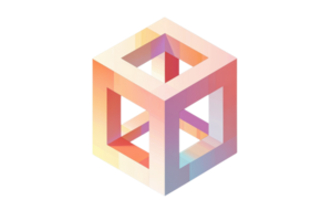 Colorful abstract geometric shape illustration, featuring an impossible cube design. Perfect for modern art, graphic design, and creative projects. png