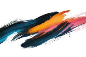 Dynamic abstract art with bold, colorful brush strokes in blue, orange, and pink tones, creating an energetic and vibrant visual experience. png