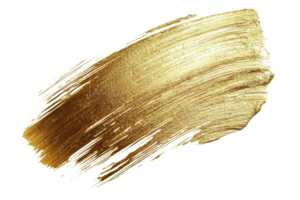 Close-up of a shimmering golden brushstroke on a transparent background. showcasing luxurious and elegant metallic texture in art and design. png