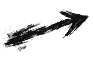 Hand-drawn black arrow with a sketched texture on a transparent background, pointing right. Ideal for creative designs and direction themes. png