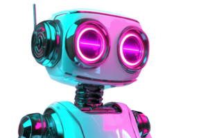 Futuristic robot with vibrant lights and sleek design, showcasing advanced technology and innovation in artificial intelligence. png