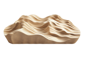 Intricate wooden terrain model with smooth curves, representing natural landscape features and topographic details in relief. png