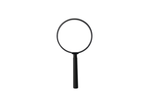 Sleek black magnifying glass isolated on a transparent background. ideal for search, discovery, or investigation themes in design projects. png