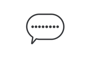Simple black speech bubble icon on a transparent background. symbolizing communication, messaging, and conversation in digital media. png