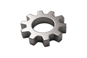 Metal gear mechanism with teeth, isolated on transparent background. symbolizing technology, industry, and mechanical engineering concepts. png