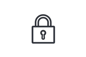 Minimalist illustration of a padlock symbolizing security and protection, outlined with a simple design, suitable for cybersecurity themes. png