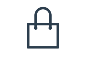 Minimalistic shopping bag icon on a transparent background, ideal for ecommerce, retail, and online store designs, featuring a modern look. png