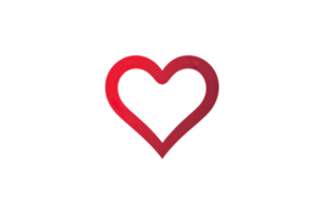 Minimalist red heart icon on transparent background symbolizing love, affection, and connection in a simple design. Ideal for web and print. png