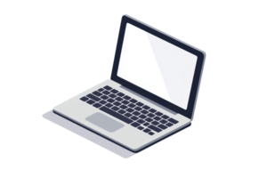 Modern laptop illustration depicting sleek design and functionality, isolated on transparent background. perfect for tech and business themes. png