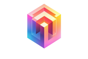 Vibrant geometric cube with gradient colors creating a modern, abstract design perfect for backgrounds or digital artwork inspiration. png