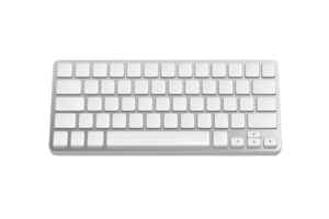 Sleek white wireless keyboard on transparent background. showcasing modern minimalistic design ideal for office or home workspace setup. png