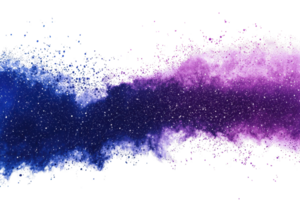 Vibrant abstract background with blue and purple powder explosion creating a dynamic splash effect on a dark backdrop. png
