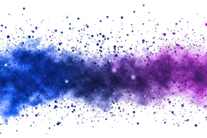Vivid cosmic explosion of blue and purple particles, resembling a nebula in deep space. Ideal for a futuristic and celestial theme. png