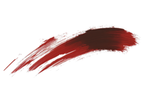Close-up of a dynamic red paintbrush stroke creating an abstract shape on a transparent background. showcasing vibrant color and texture. png