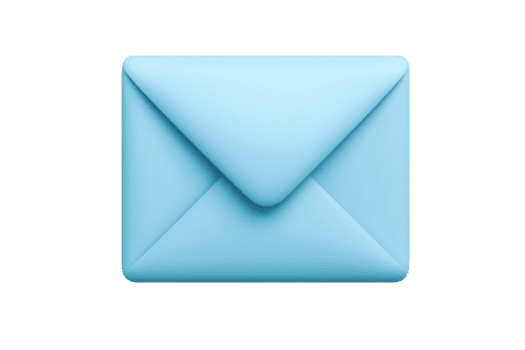 Blue envelope icon on transparent background. symbolizing communication, messaging, and email services. Simple and modern design. png