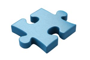 Blue puzzle piece on transparent background. symbolizing a solution concept. Perfect for teamwork, problem-solving, and completion themes. png