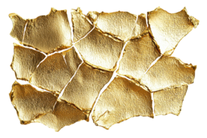 Abstract textured gold foil pieces arranged artistically, creating a luxurious pattern perfect for backgrounds and design inspiration. png
