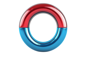 3D rendering of a colorful red and blue magnetic ring isolated on a transparent background. ideal for educational or scientific content. png