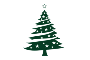Elegant silhouette of a Christmas tree with star accents, creating a festive and joyful holiday atmosphere. Perfect for seasonal designs. png