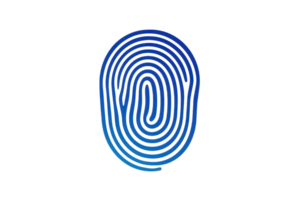 Digital blue fingerprint illustration on transparent background. representing identity, security, and technology in modern digital applications. png