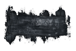 Bold black brushstroke with textured edges on a transparent background, ideal for artistic projects and design elements. png