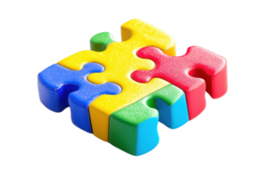 Colorful puzzle pieces interlocking on a transparent background. representing connection, teamwork, and problem-solving for creative and educational concepts. png