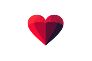 Geometric red heart icon on a transparent background. symbolizing love, passion, and relationships in a modern abstract design. png
