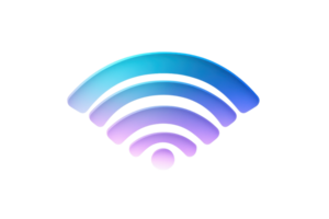 Gradient Wi-Fi symbol in blue and purple tones, representing connectivity and technology. Ideal for digital communication projects. png